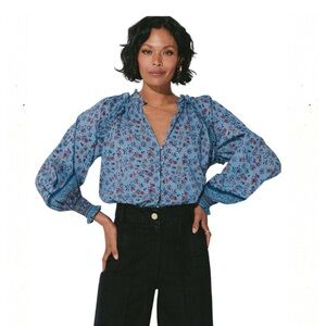 CLEOBELLA 100% Organic Cotton Ariana Blouse in Lapis